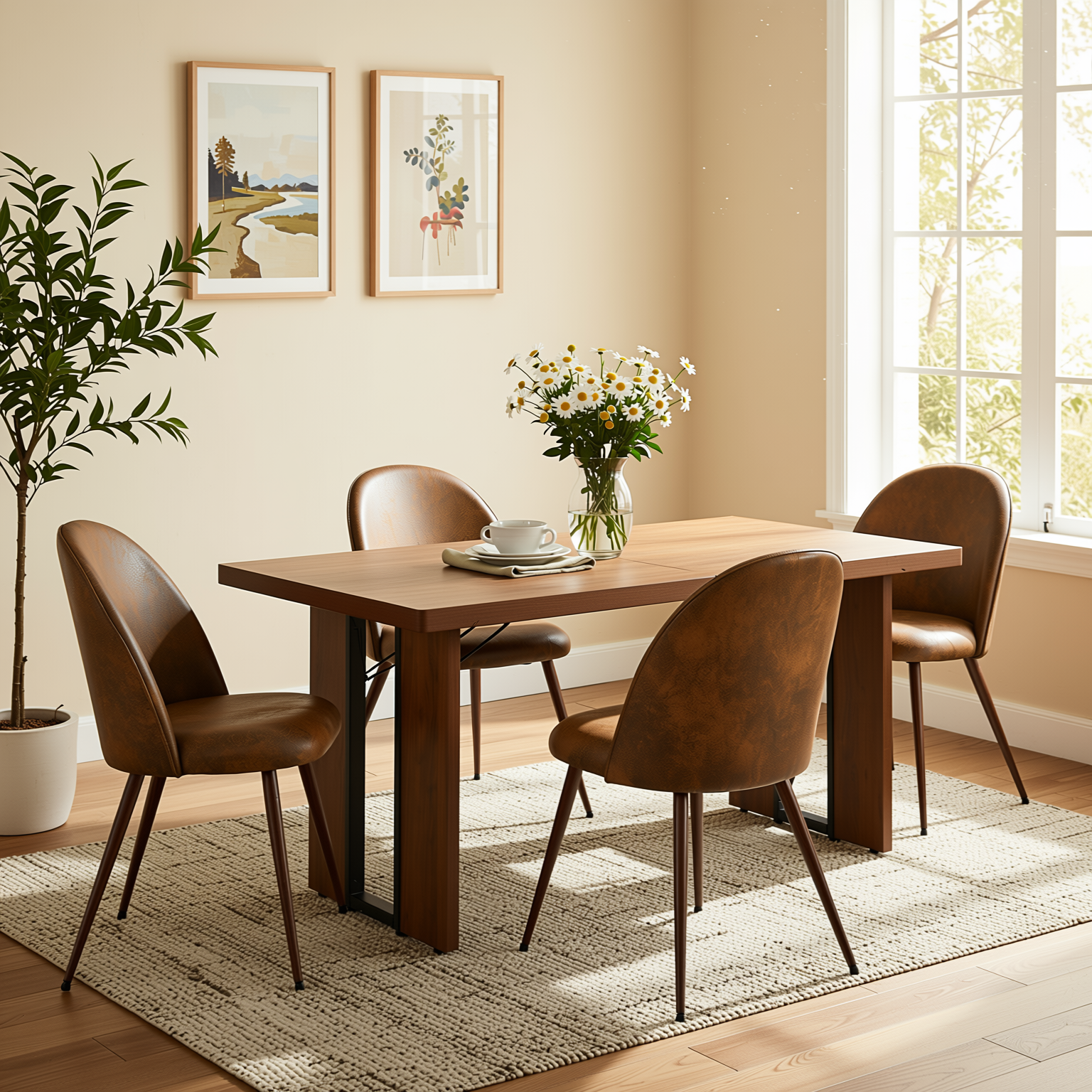 Homy Casa HAVEN SUEDE BROWN WALNUT LEG 2PK 20.08"L x 21.06"W x 33.07"H Dining Chair Set
