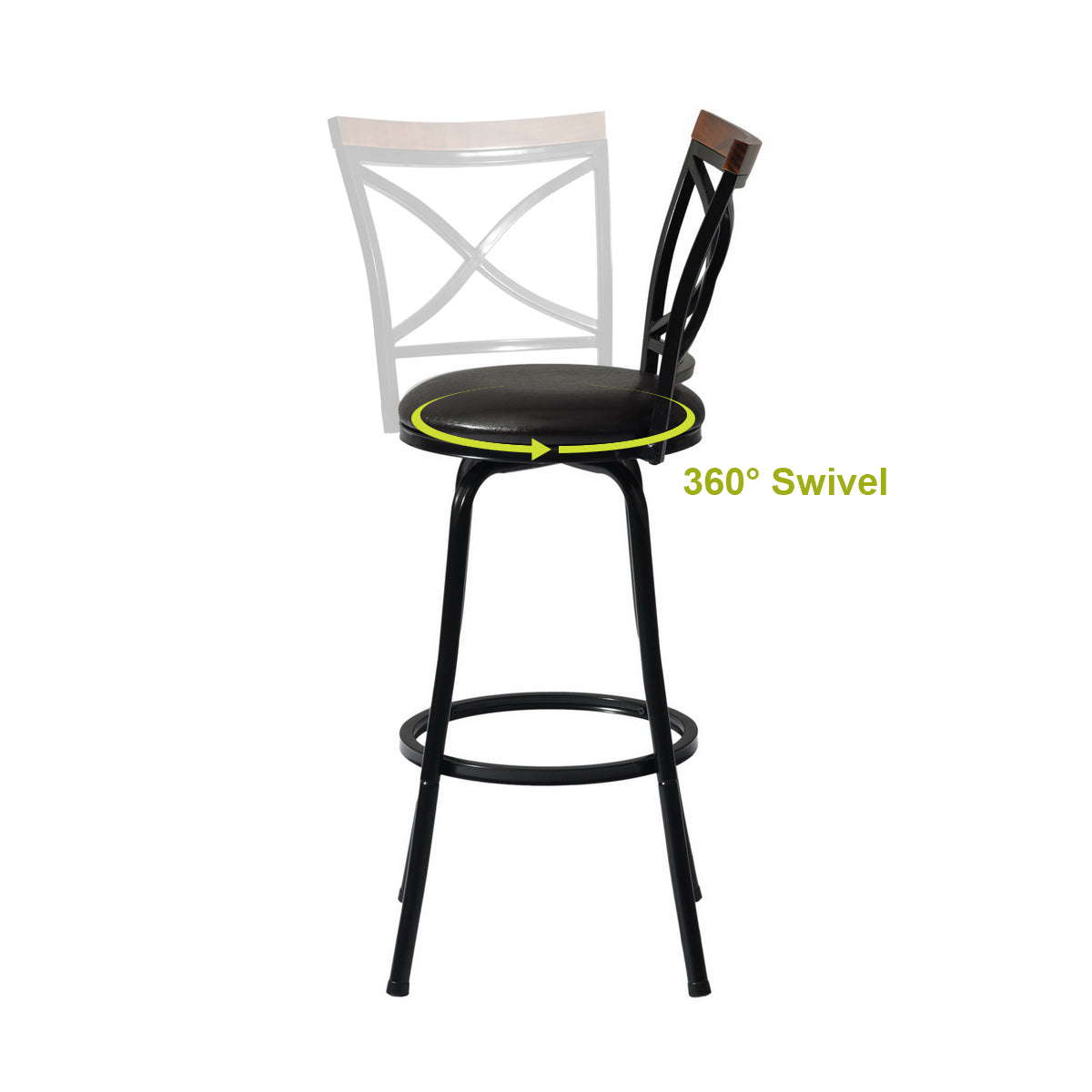 Height Adjustable Swivel Counter or Bar Stool (Set of 2) - HomyCasa