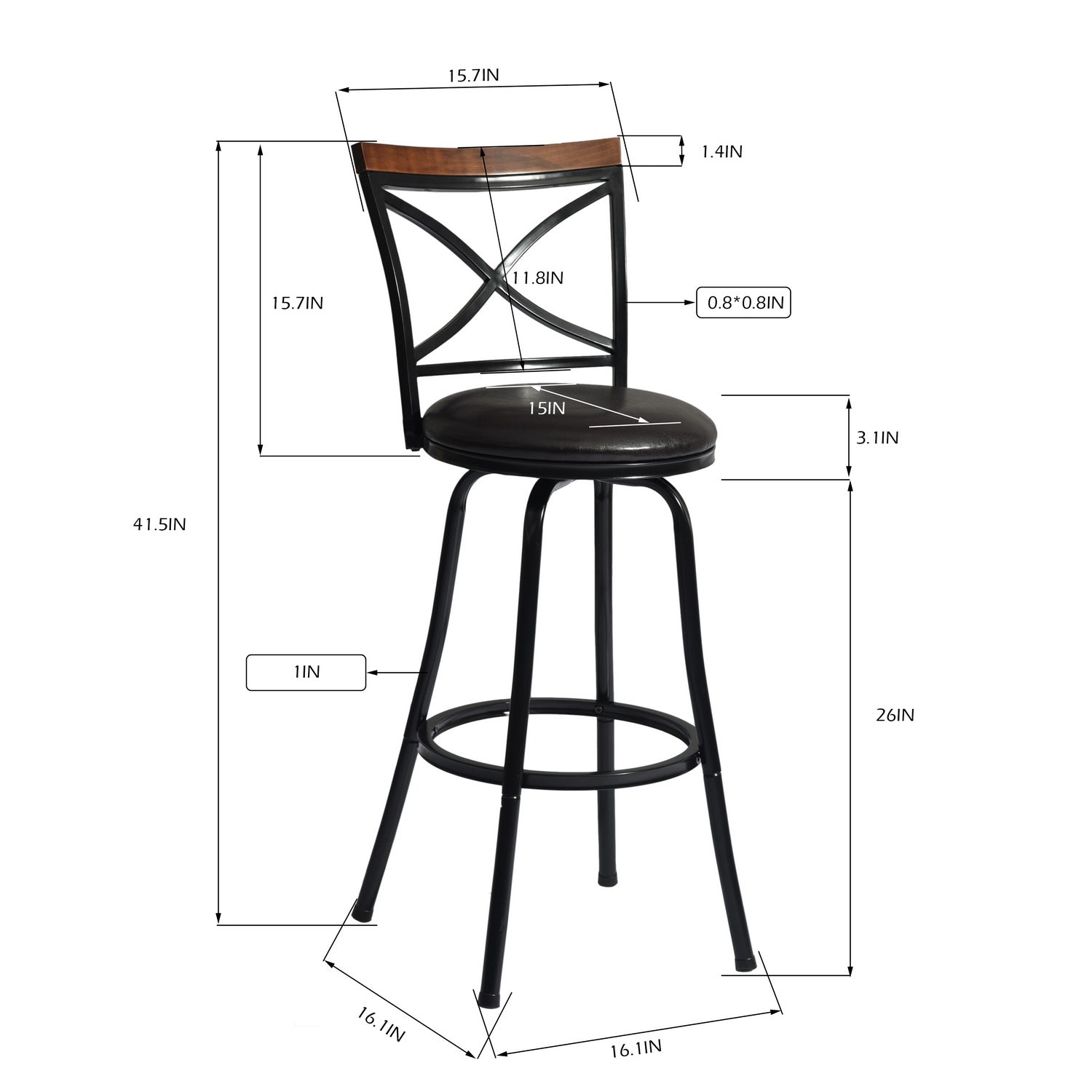 Height Adjustable Swivel Counter or Bar Stool (Set of 3) - HomyCasa