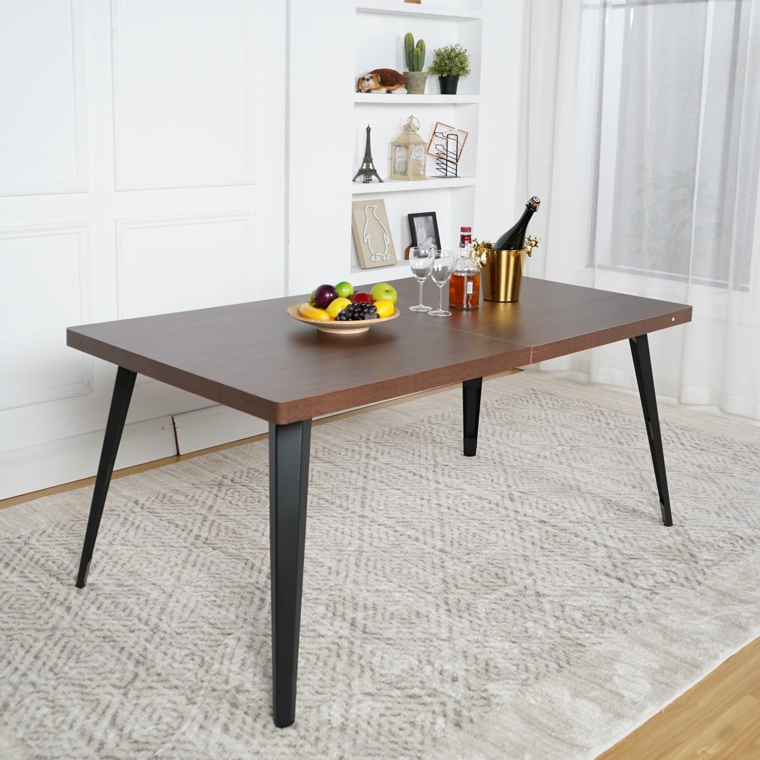 Stan 5 Piece Walnut & Mayfair Upholstered Dining Set, Suede Brown