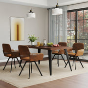 Stan 5 Piece Walnut Dining Table Set 63” Table with 4 California Upholstered Chairs