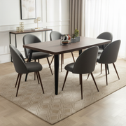 Stan 7 Piece Walnut Dining Table Set with 6 Haven Upholstered Chairs