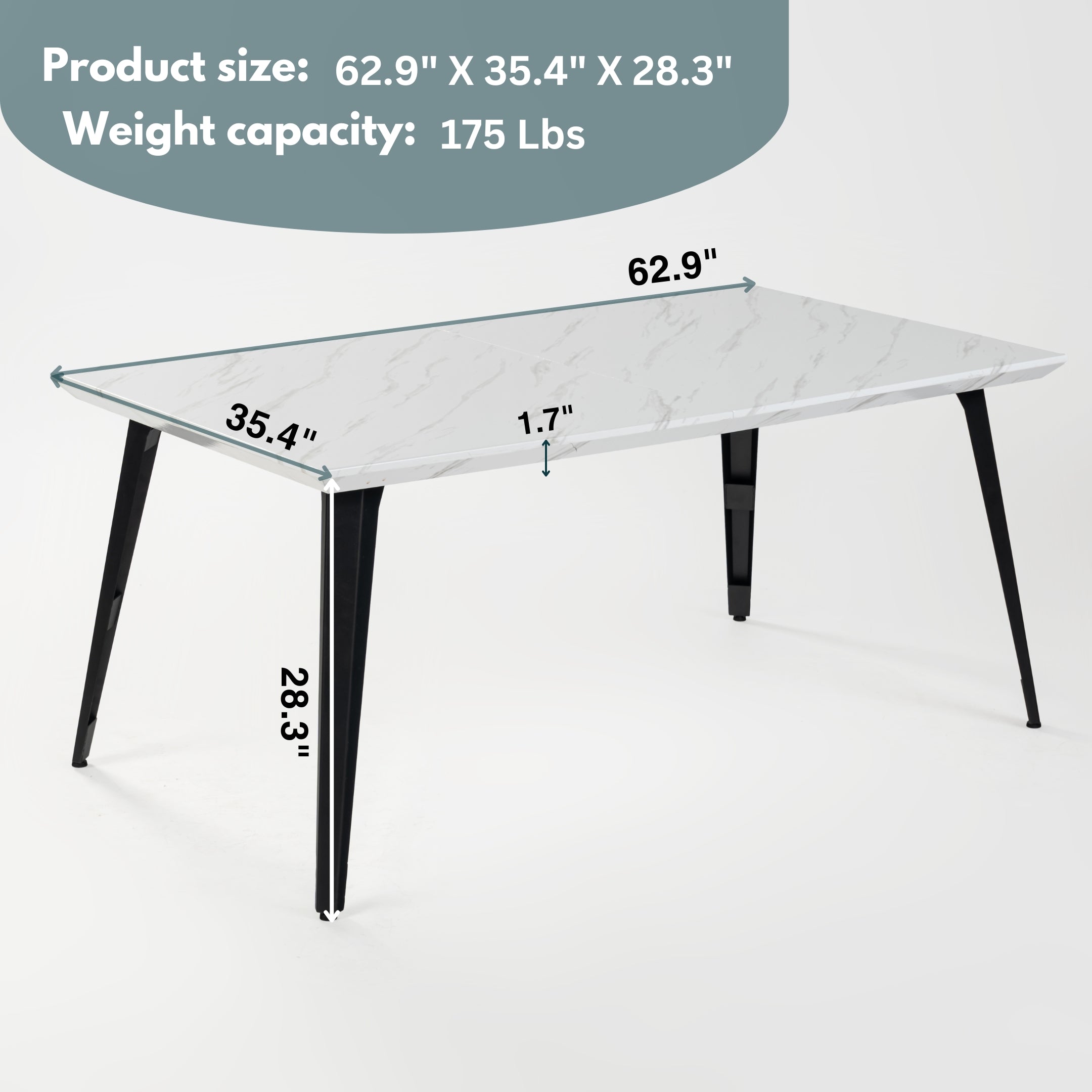 Homy Casa STAN 63" White Dining Table Open Box