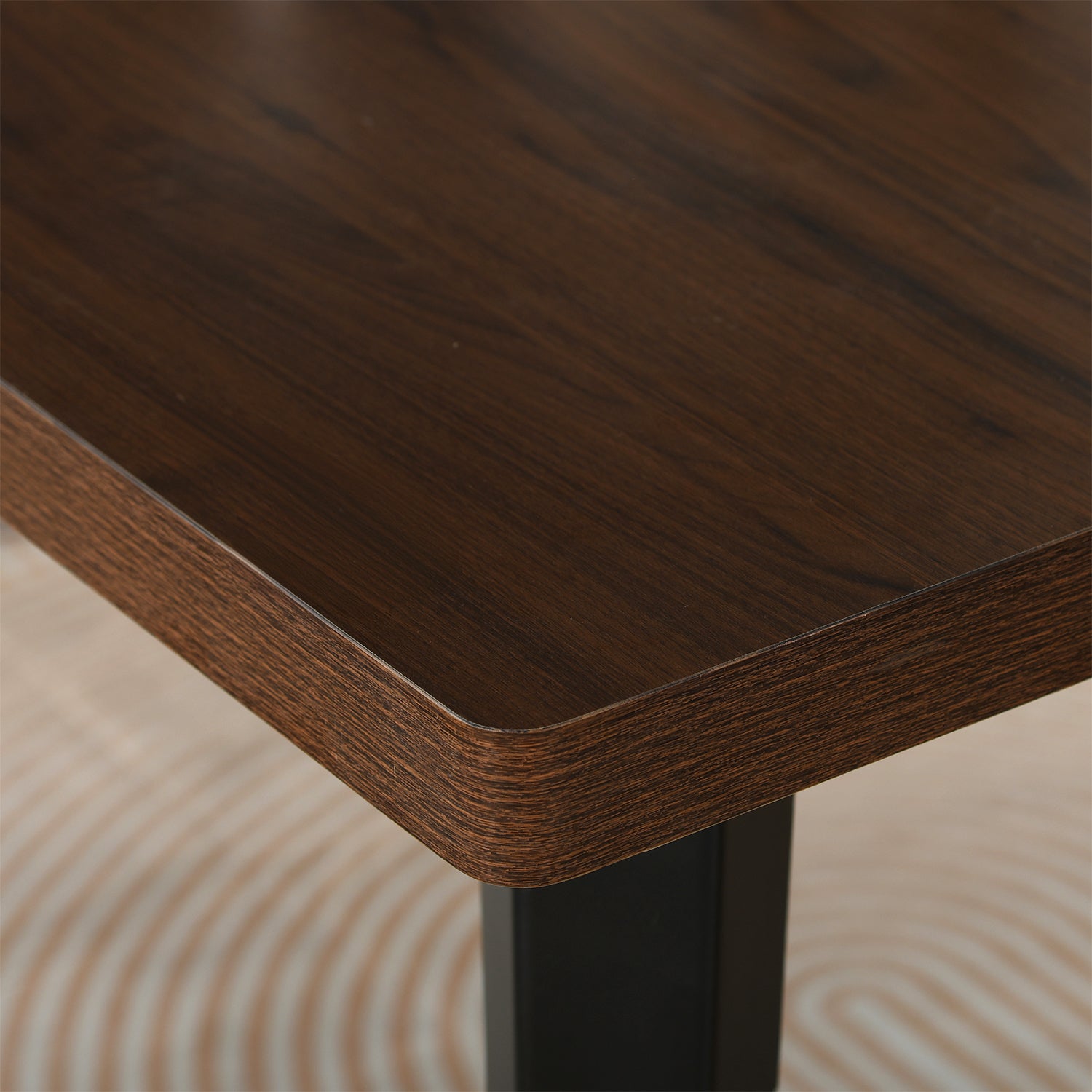 Homy Casa Stan 5 Piece Walnut Dining Table Set 63” Table with 4 Mayfair Upholstered Chairs, Beige