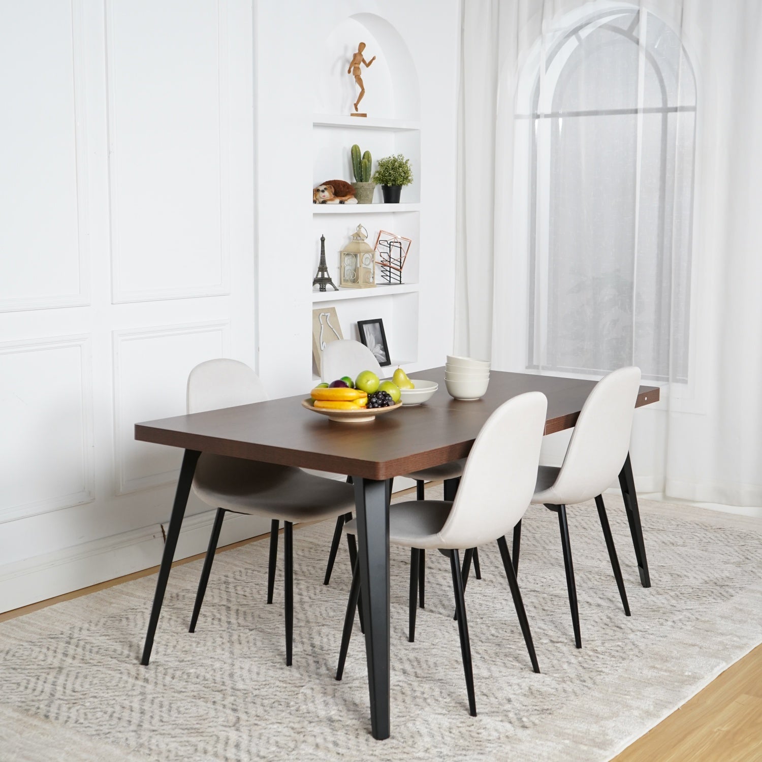 Stan 5 Piece Walnut & Charlton Upholstered Dining Set