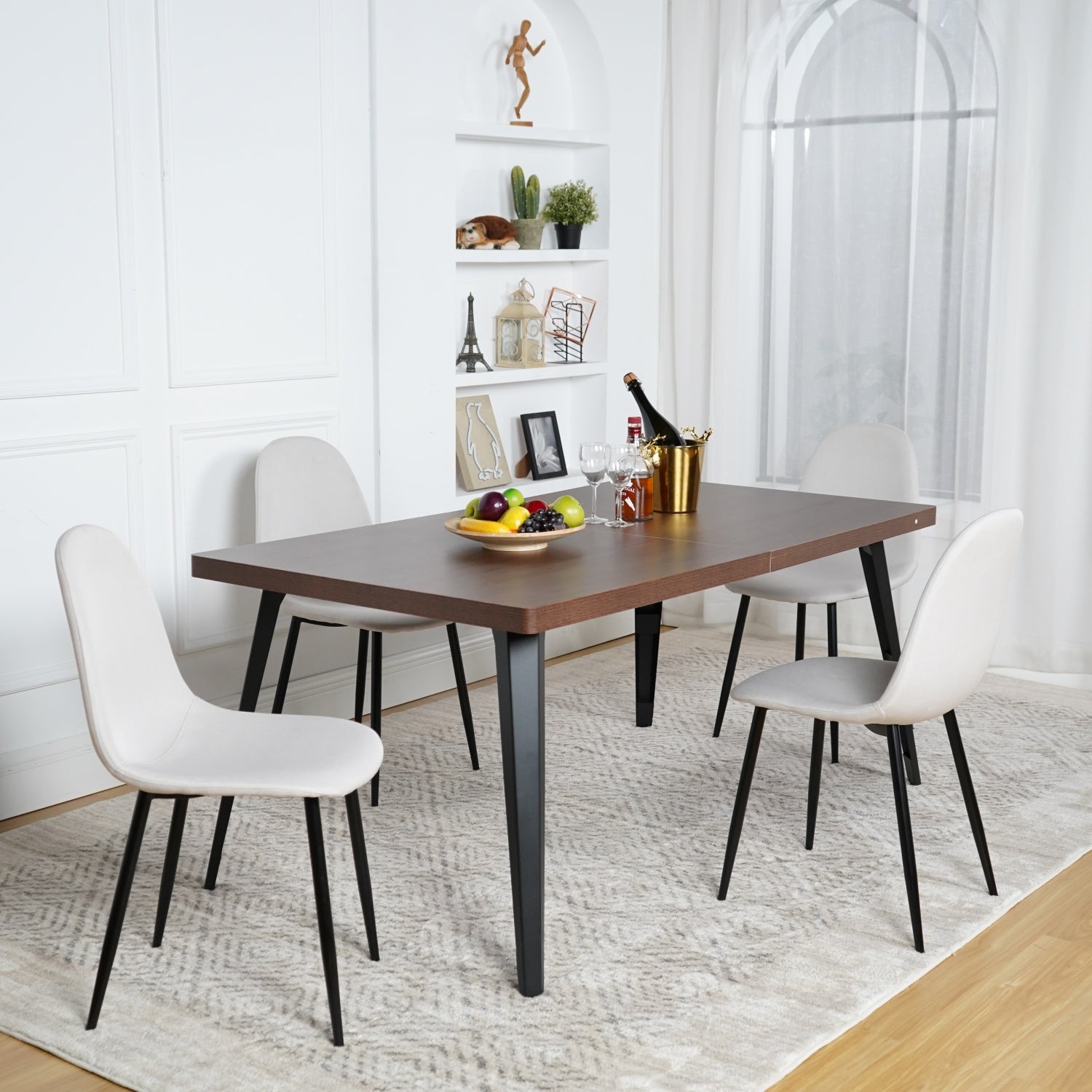 Stan 5 Piece Walnut & Charlton Upholstered Dining Set
