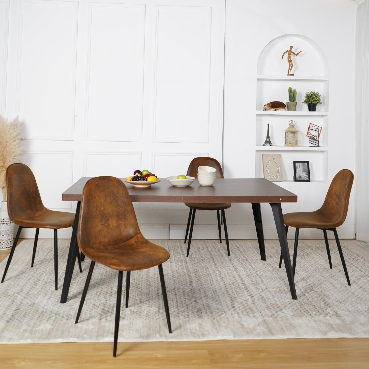Stan 5 Piece Walnut & Charlton Upholstered Dining Set