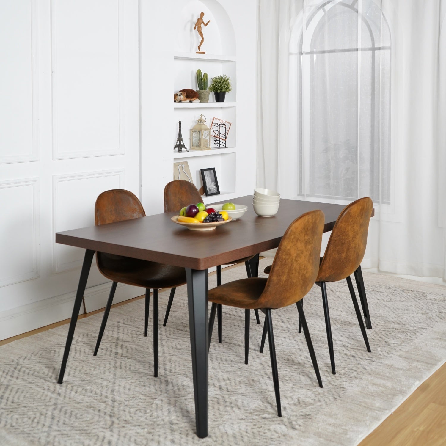 Stan 5 Piece Walnut & Charlton Upholstered Dining Set