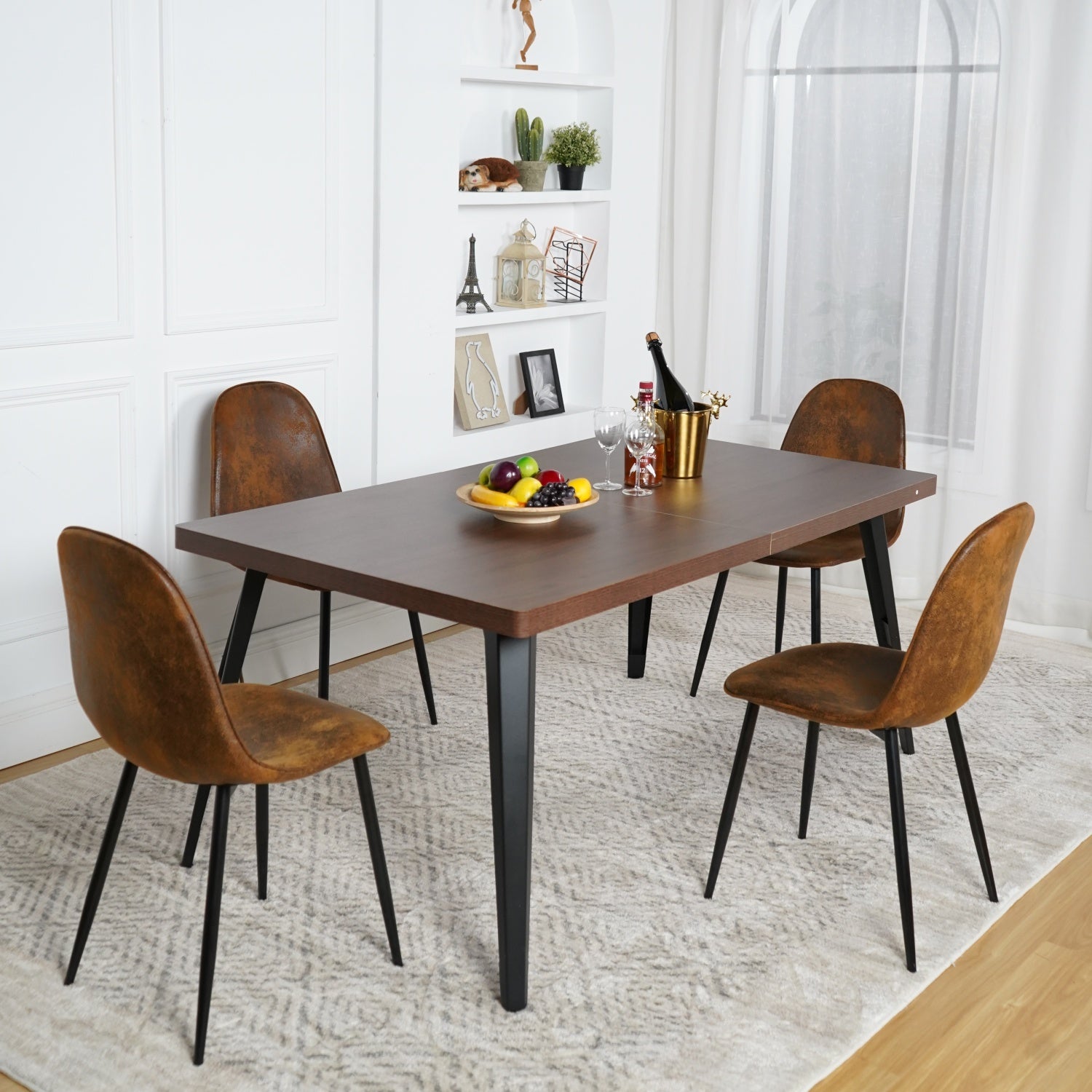 Stan 5 Piece Walnut & Charlton Upholstered Dining Set