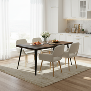 Stan 5 Piece Walnut Dining Table Set with 4 Mayfair Upholstered Chairs, Beige