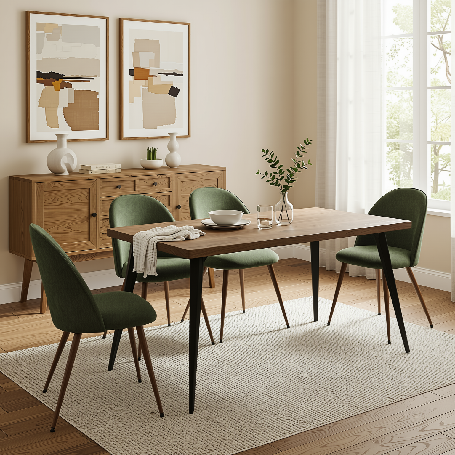 Homy Casa STAN DARK WALNUT 63" Dining Table for Dining and Gathering