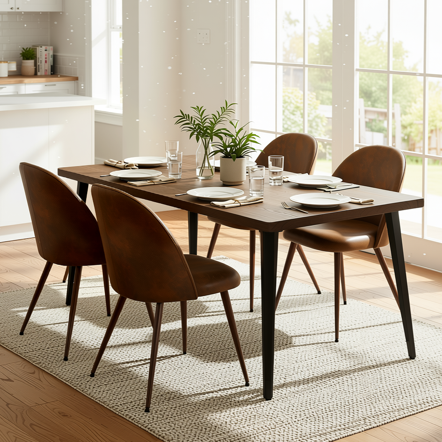 Homy Casa STAN DARK WALNUT 63" Dining Table for Dining and Gathering