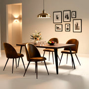 Stan 5 Piece Walnut Dining Table Set 63” Table with 4 Haven Upholstered Chairs