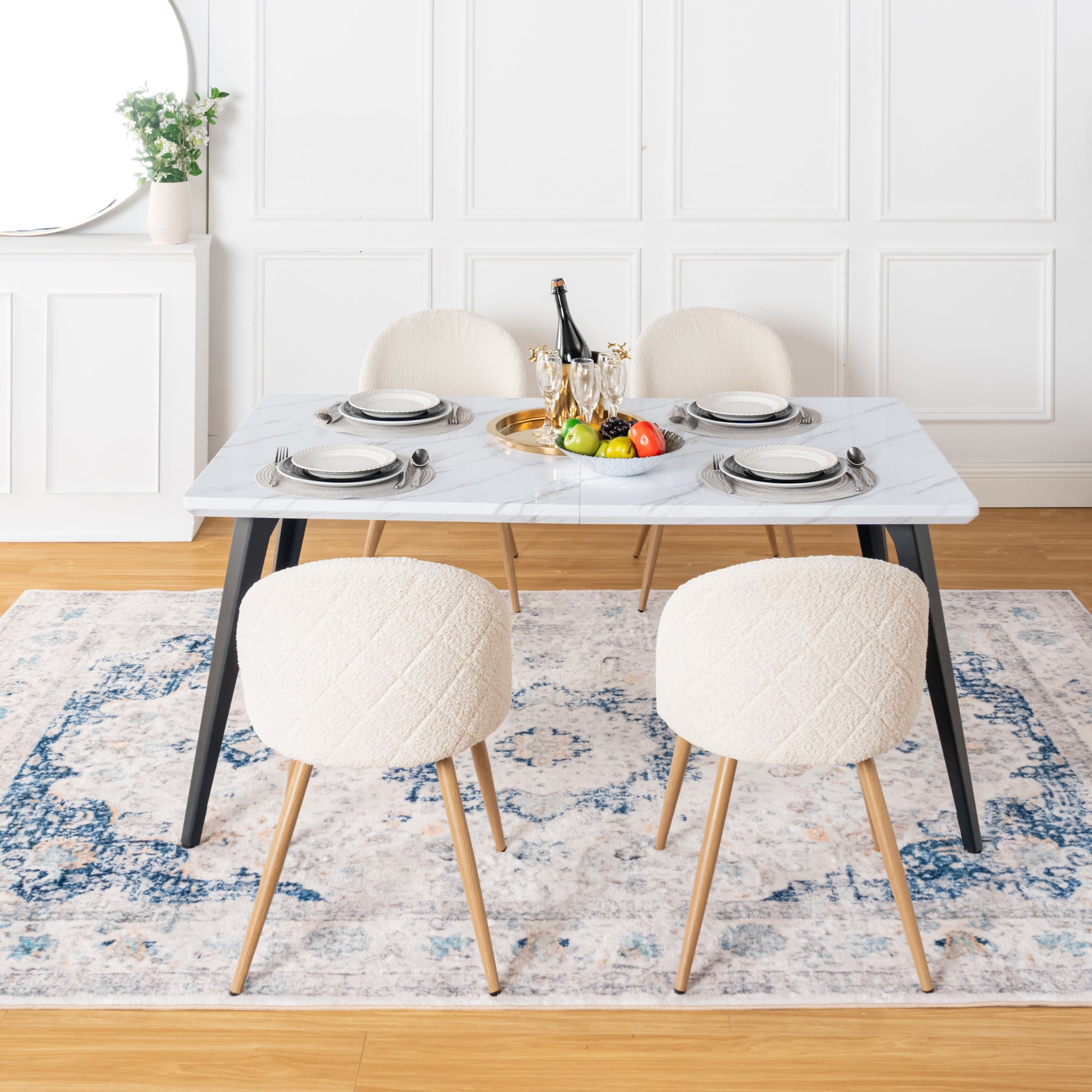 Homy Casa Zomba 4PC Dining Chair Light Beige Oak Dining Room
