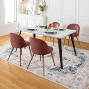 Stan 5PC Dining Set 63" White Marble Table with 4 Zomba Rose Chairs