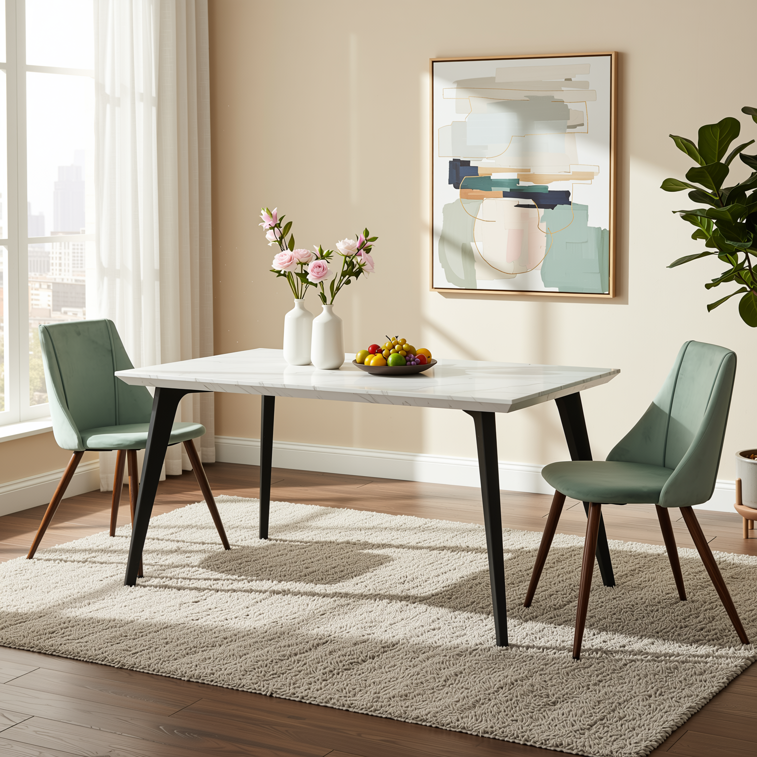 Homy Casa SMEG Velvet Cactus Brown Dining Chair "19.88'' x 21.46'' x 32.48''" Modern Kitchen & Dining Room Seating Open Box