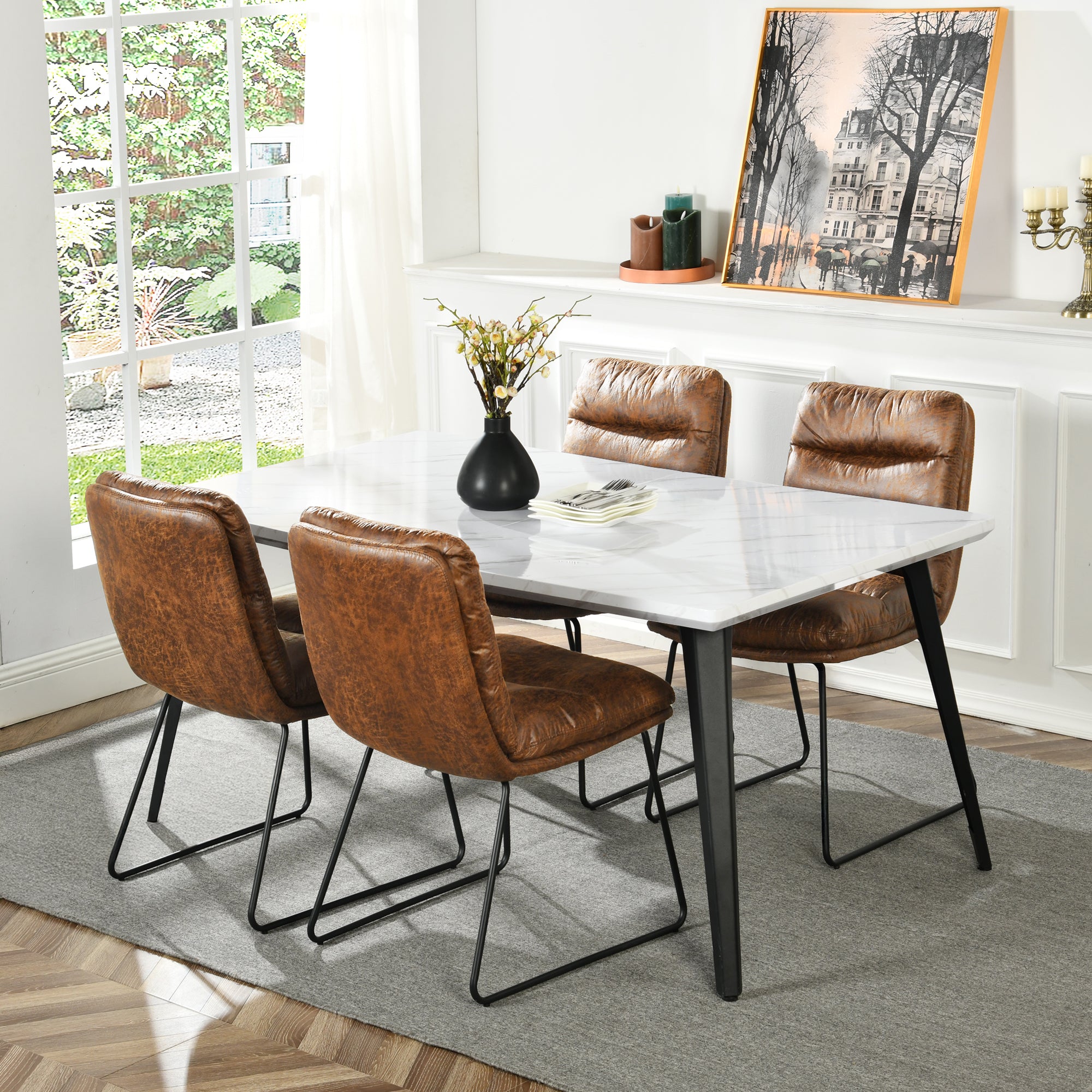 Homy Casa STEFFEN BROWN 20.08" W x 26.77" D x 35.04" H Kitchen & Dining Room Chair Open Box