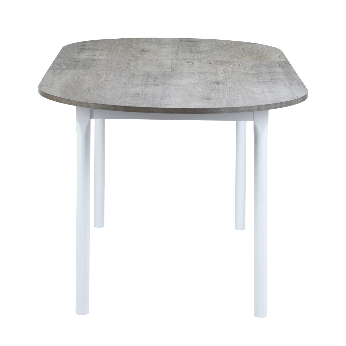 Homy Casa STOGER 5PC Scandinavian Extendable Dining Set 61"/74.8" Sonoma Oval Table with 4 Douro Tufted Grey Fabric Chairs
