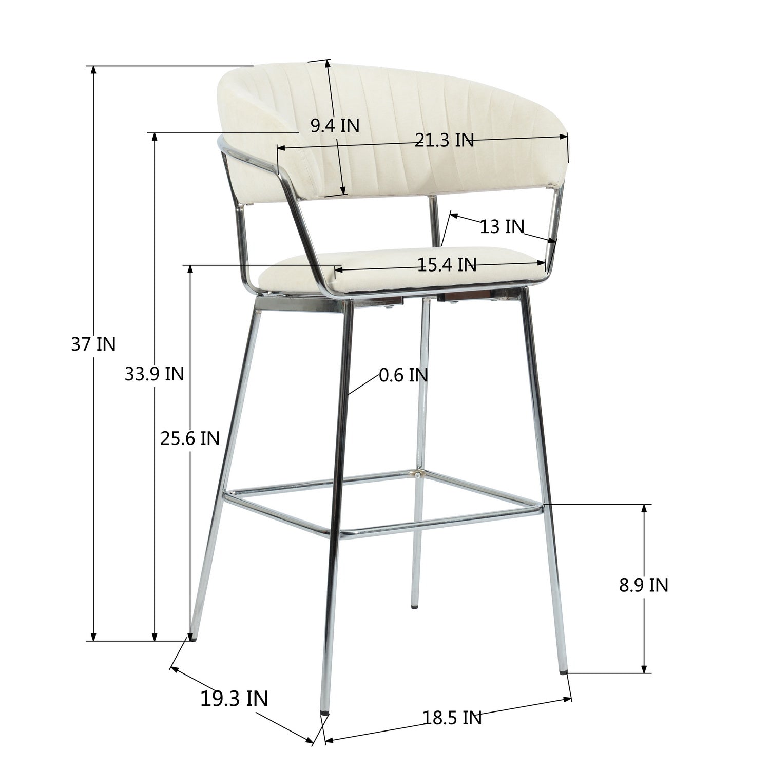 Homy Casa STOLZ HIGH BAR BEIGE 2 PCS Bar Stool for Home and Workspace Open Box