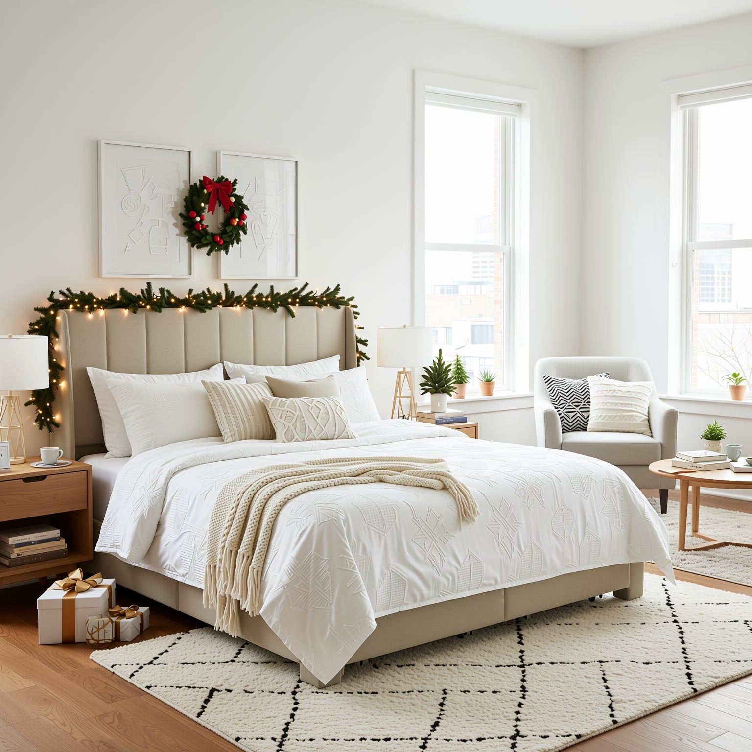 SUMMIT Upholstered Platform Bed with Wingback Headboard