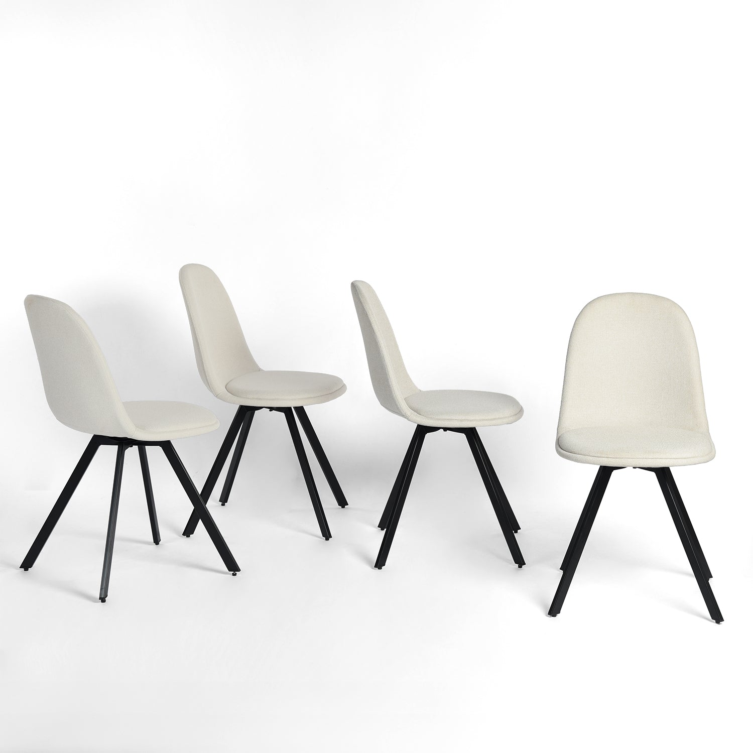 Homy Casa STAN 5PC Dining Set 63” Marble White Table with 4 Sunflower Swivel Lumos Beige Chairs Open Box