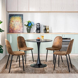 Sunflower Brown Suede Dining Chair Set of 4, Metal Frame