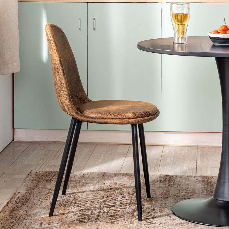 Sunflower Modern Brown Suede Dining Chair Set of 4-HOMY CASA