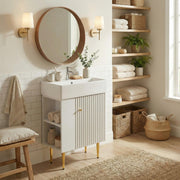 Ouray 22" Bathroom Vanity with Ceramic Sink and Left-Side Open Shelves