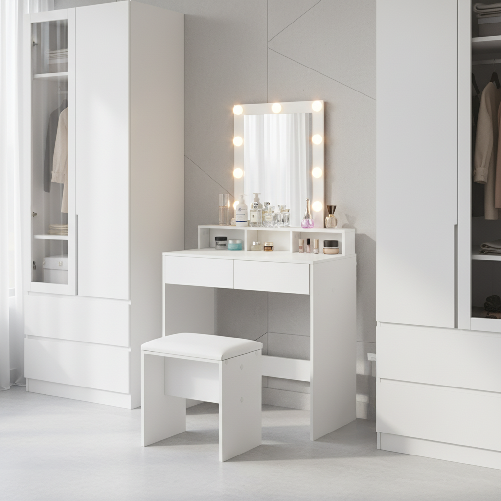 Homy Casa Swan Vanity Desk Set 31.5" Small Vanity Desk Multi Scene Makeup Vanity