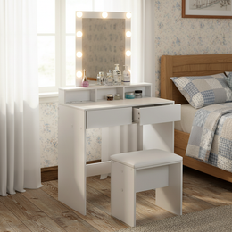 Swan Vanity Desk and Stool 31.5" Small Vanity Desk Multi Scene Makeup Vanity
