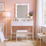 Swan Vanity Desk and Stool 31.5" Small Vanity Desk Multi Scene Makeup Vanity