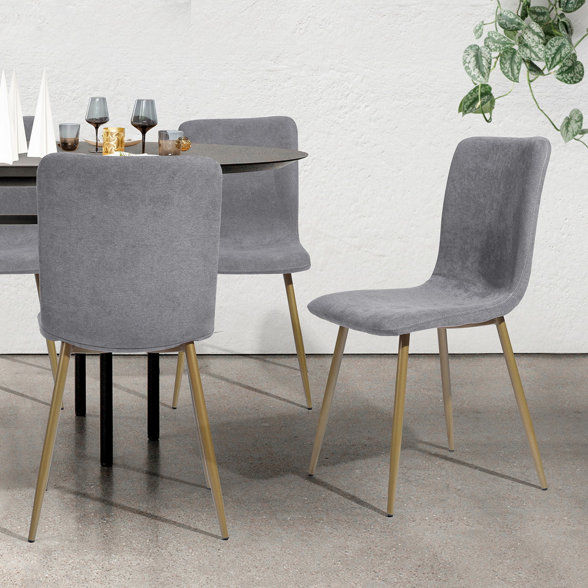 Homy Casa Scargill Modern Upholstered Dining Chair, Dark Grey,Open Box