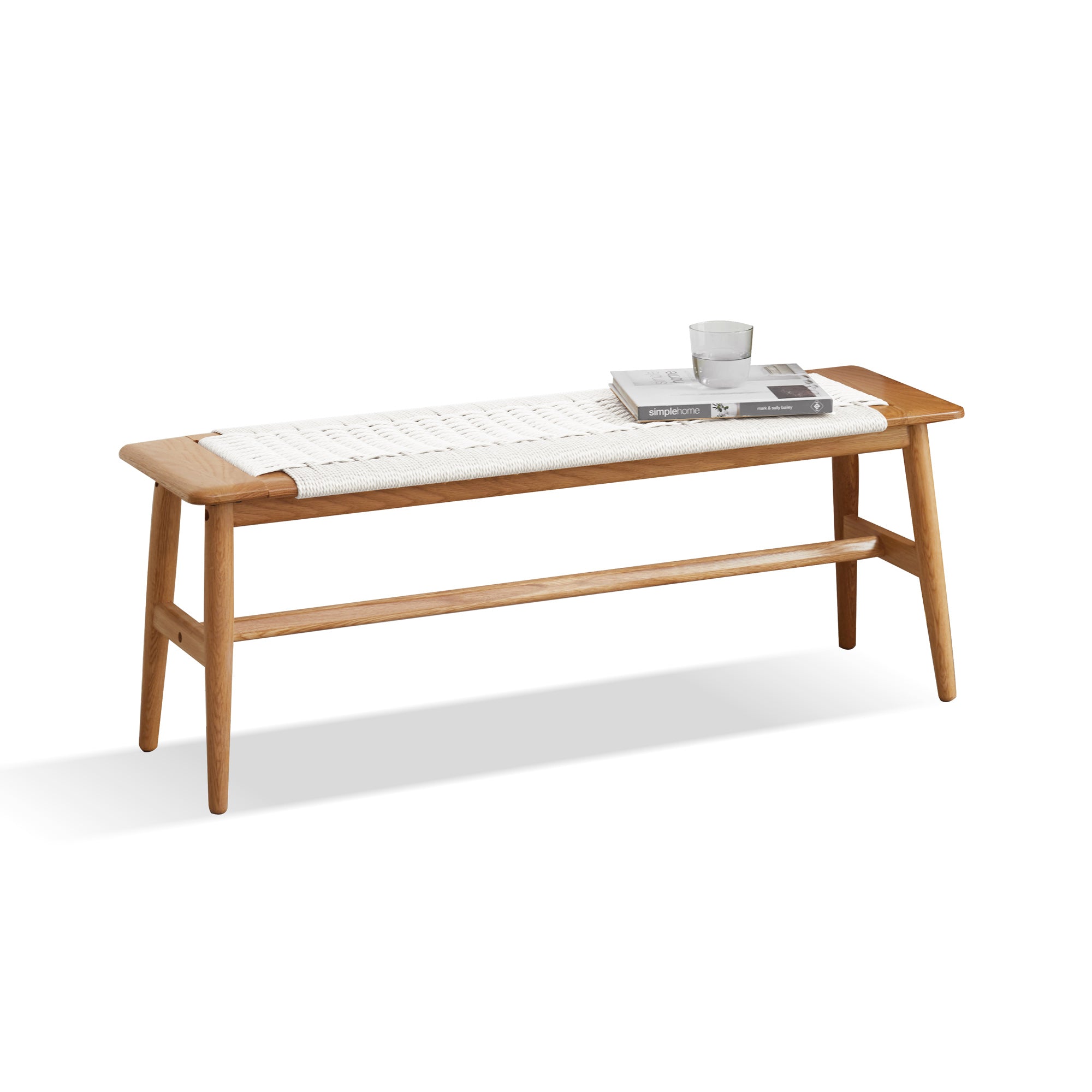 Shasta 31.5" Solid Wood Accent Bench with Woven Cane Seat