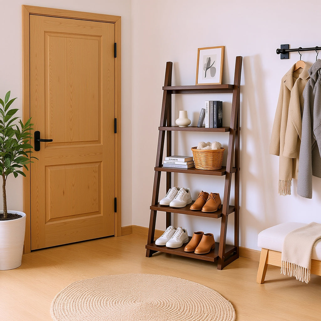Arbor 5-Tier Ladder Shelf, Rustic Brown