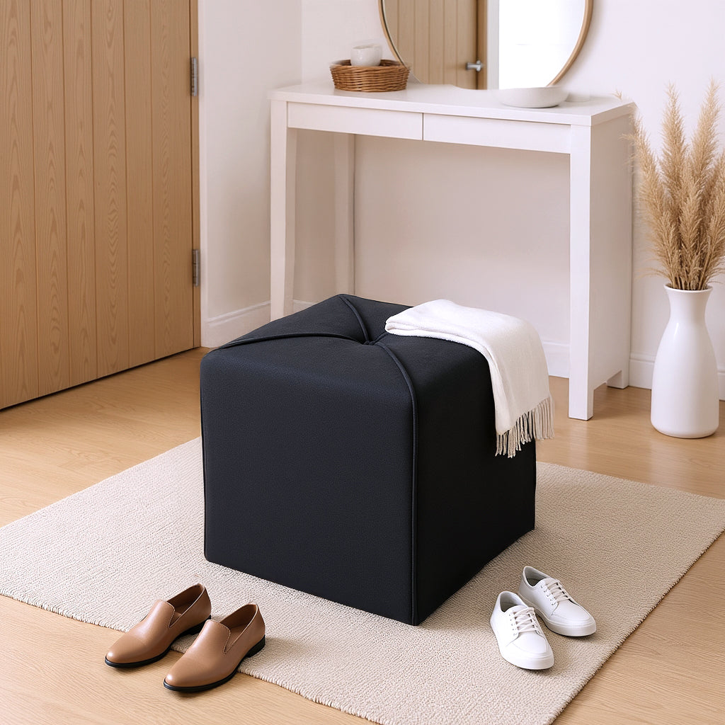 Arlo Dark Charcoal Ottoman – Modern Upholstered Footrest & Accent Seat