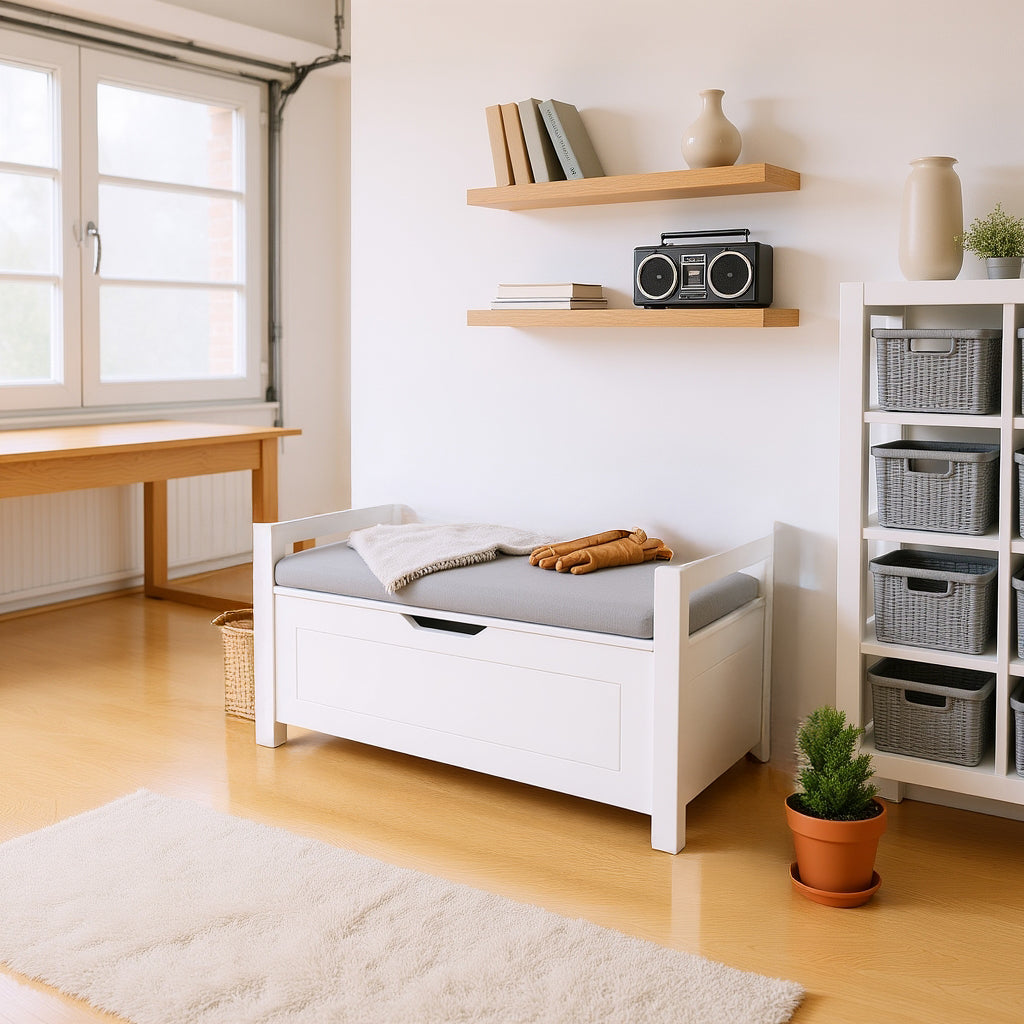 Brigton Wooden Storage Chest with Cushion Seat, White