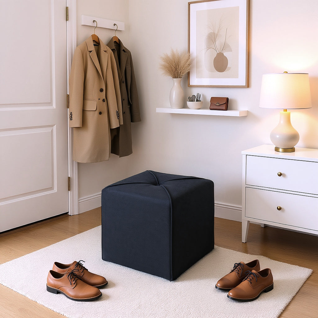 Arlo Dark Charcoal Ottoman – Modern Upholstered Footrest & Accent Seat