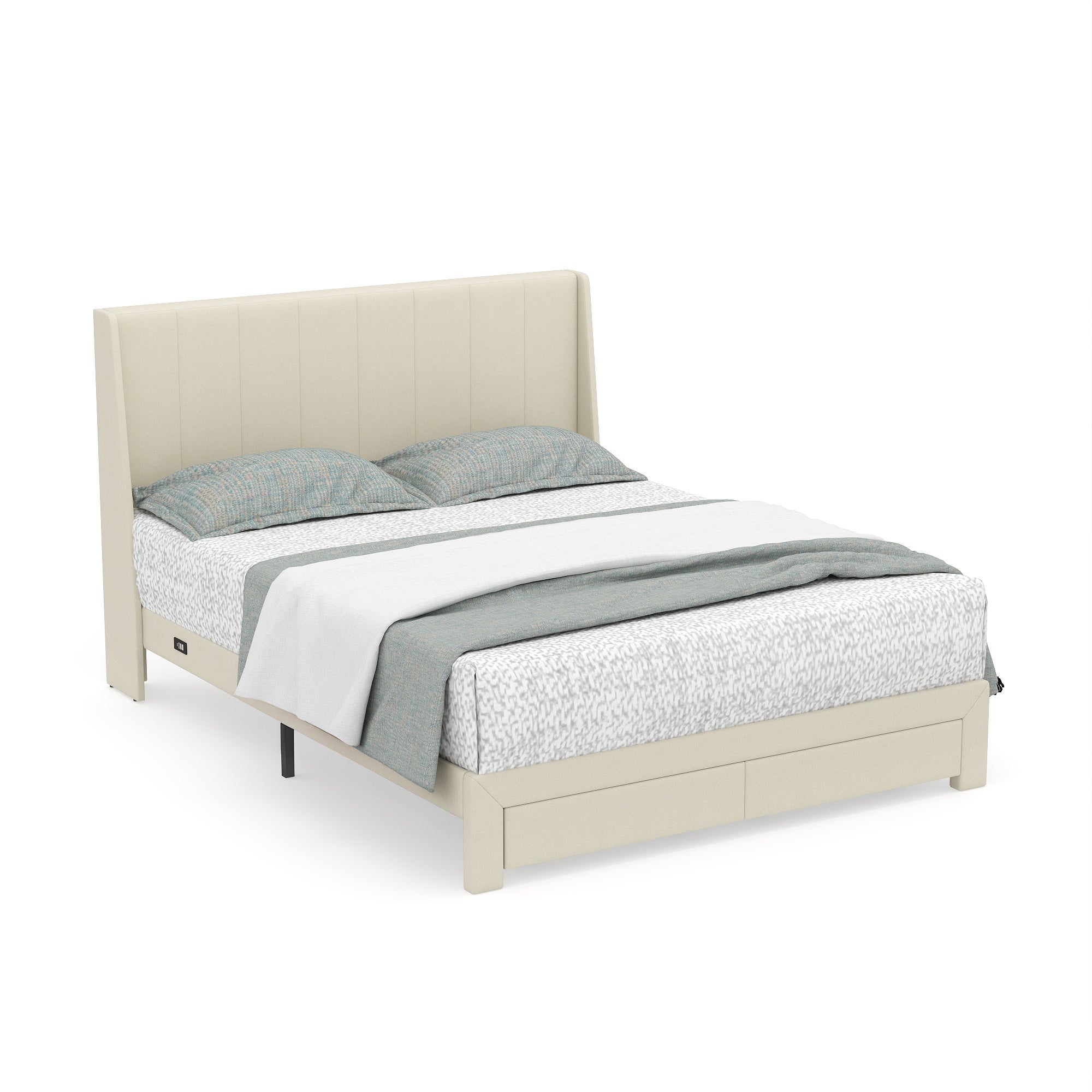 SUMMIT Upholstered Platform Bed with Wingback Headboard