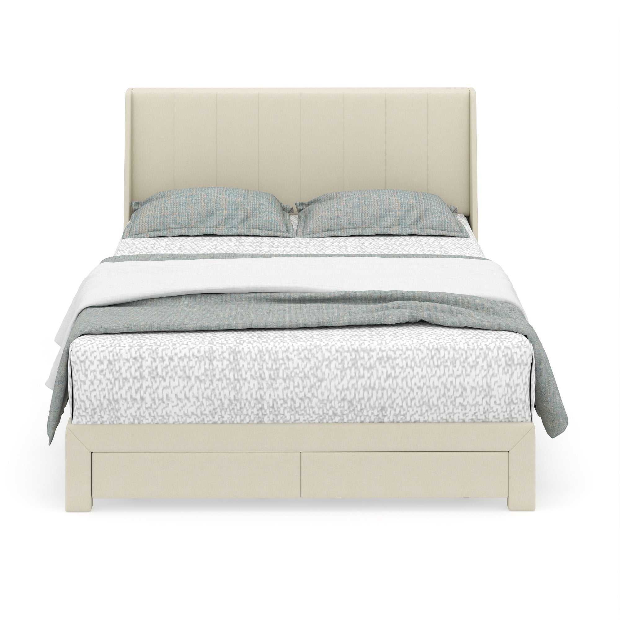 SUMMIT Upholstered Platform Bed with Wingback Headboard
