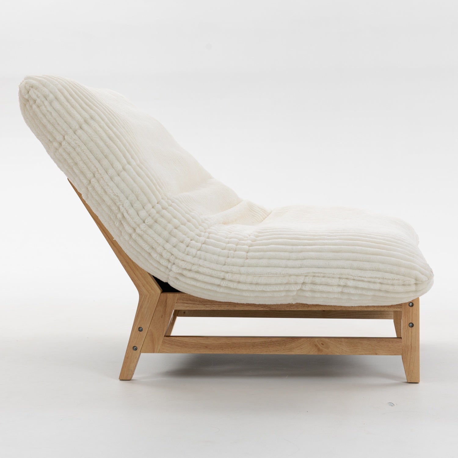 Sitka Armless Lounge Chair with Oversized Corduroy Cushion and Wood Frame