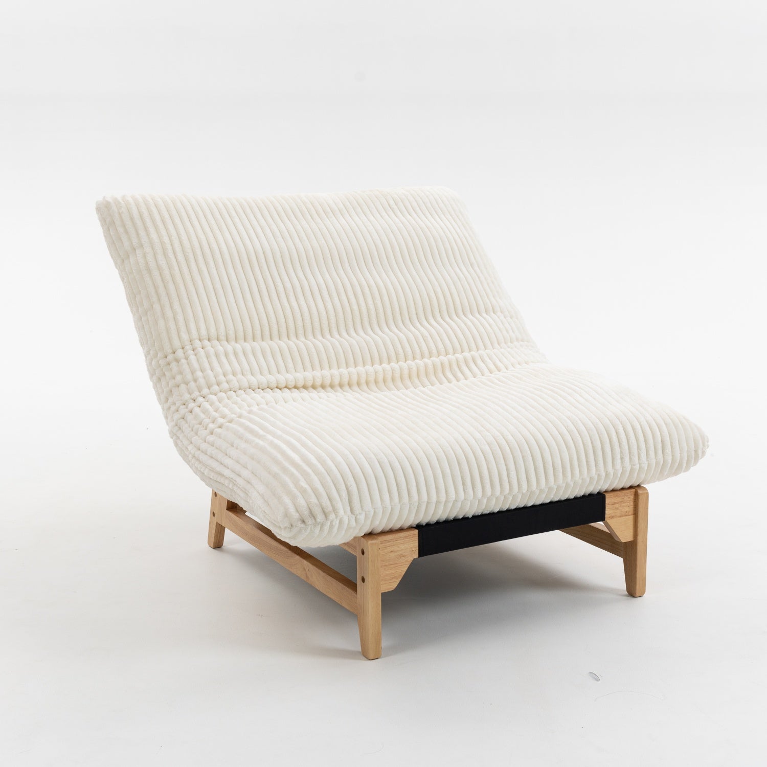 Sitka Armless Lounge Chair with Oversized Corduroy Cushion and Wood Frame