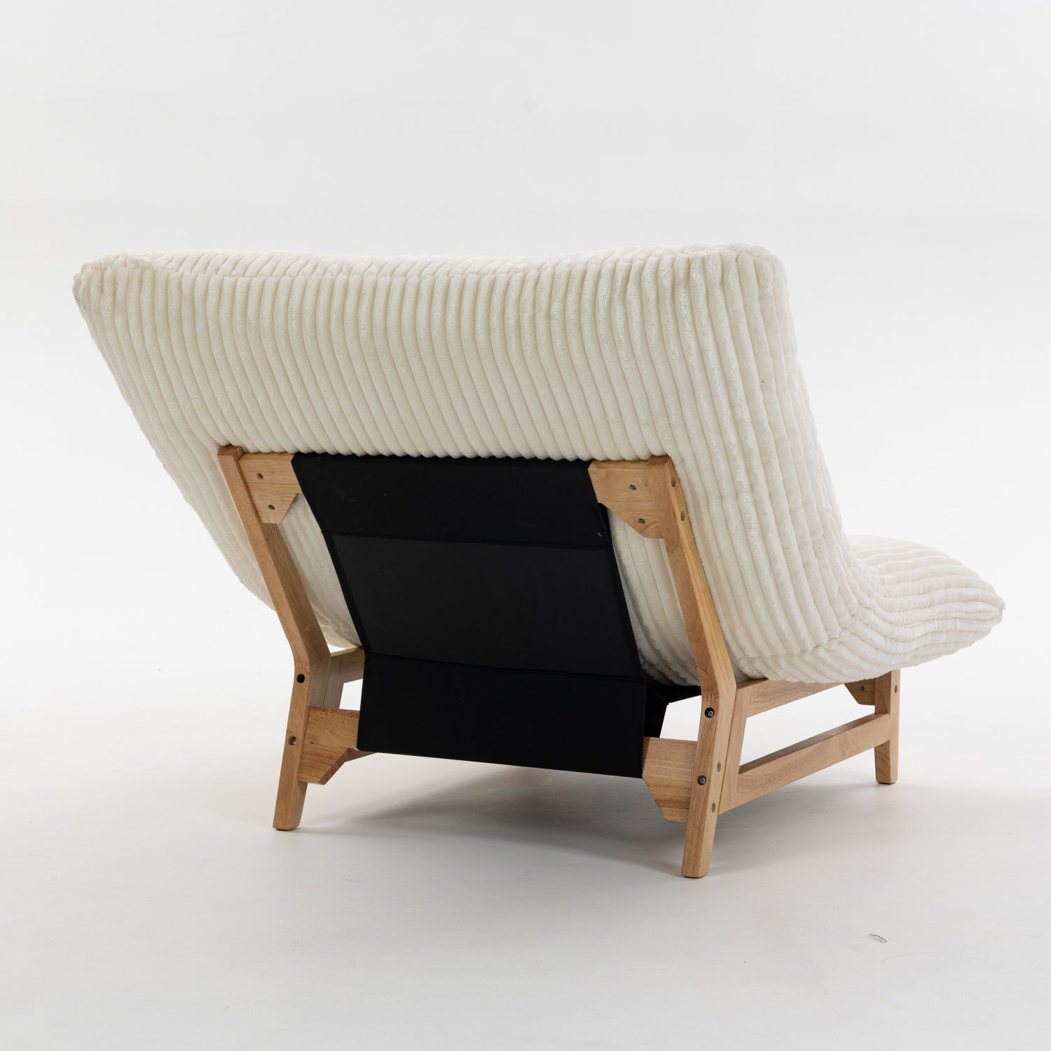 Sitka Armless Lounge Chair with Oversized Corduroy Cushion and Wood Frame