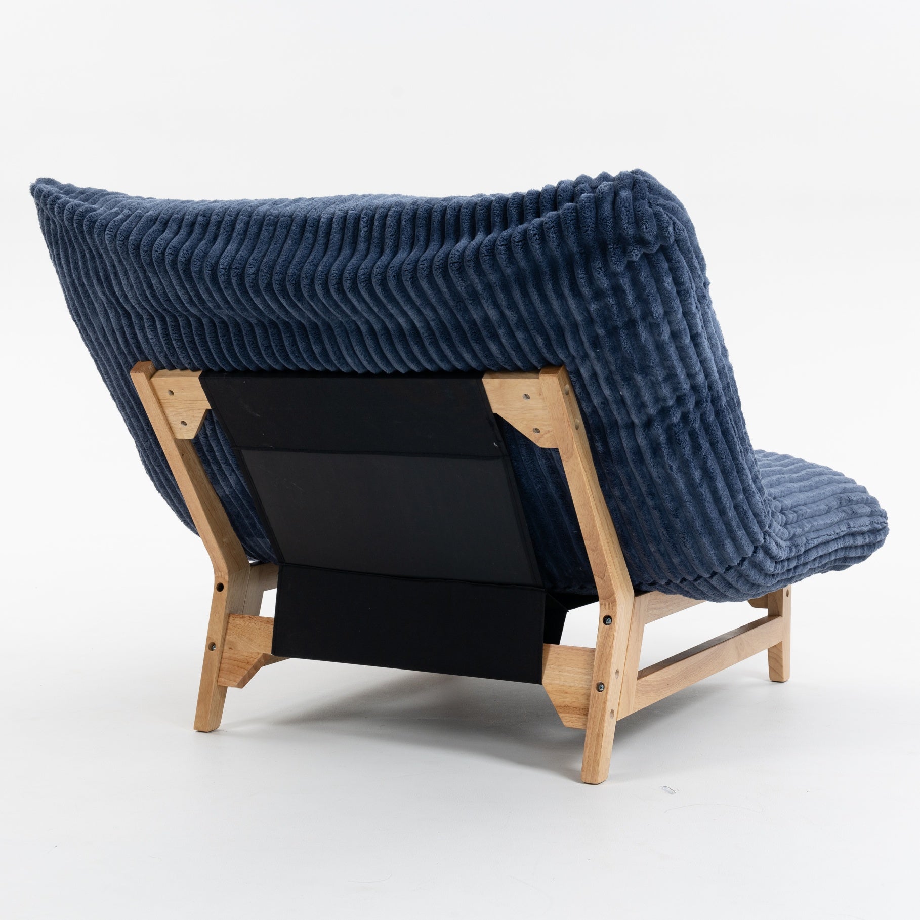 Sitka Armless Lounge Chair with Oversized Corduroy Cushion and Wood Frame
