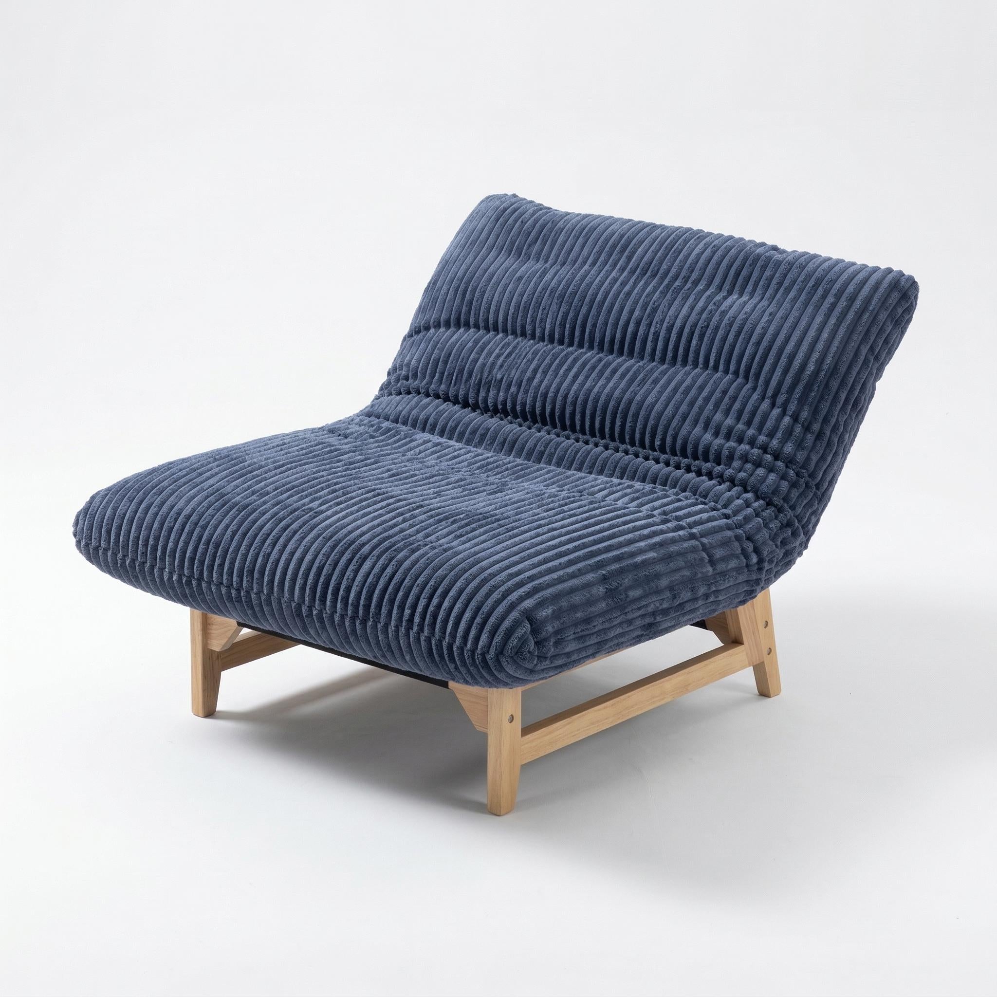 Sitka Armless Lounge Chair with Oversized Corduroy Cushion and Wood Frame