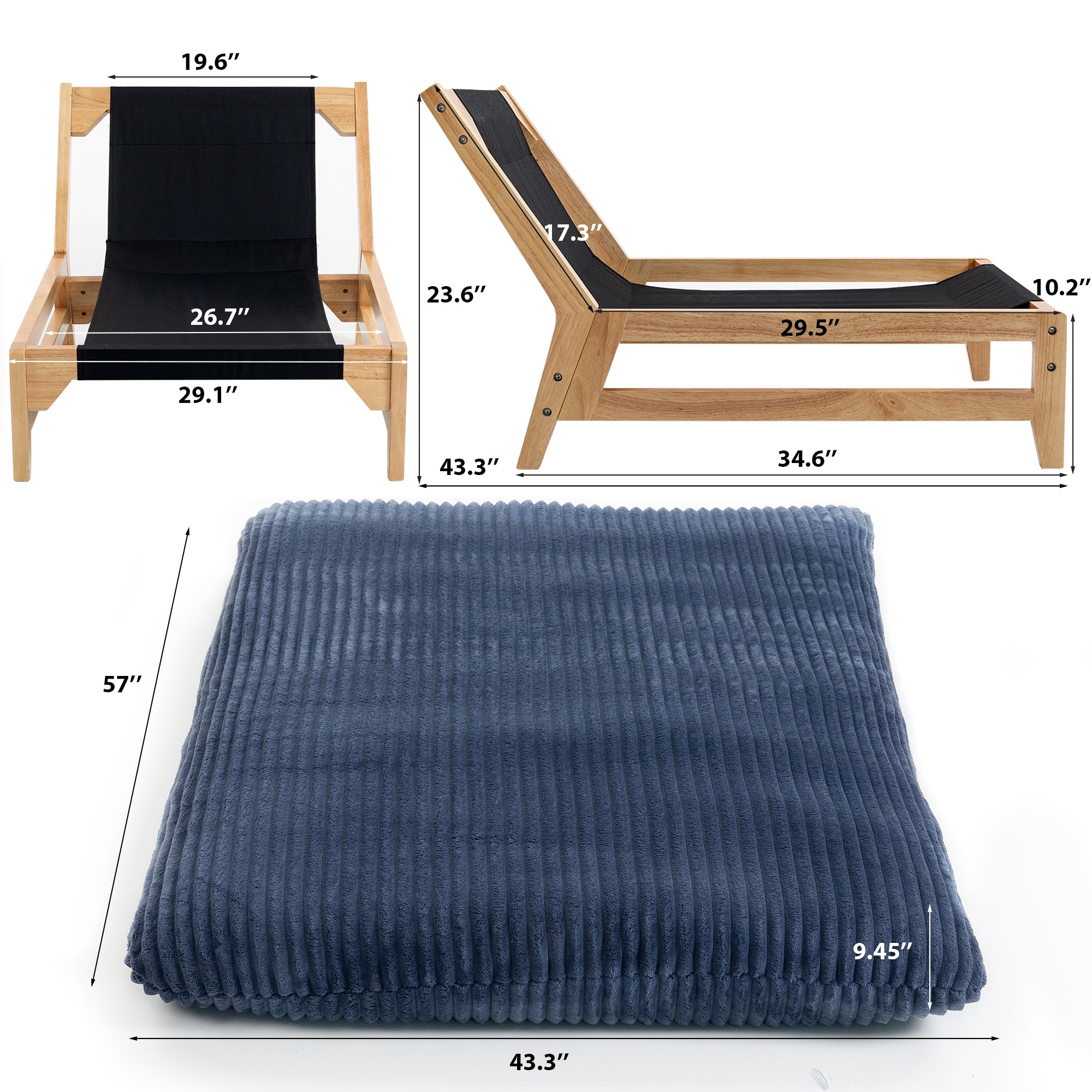 Sitka Armless Lounge Chair with Oversized Corduroy Cushion and Wood Frame