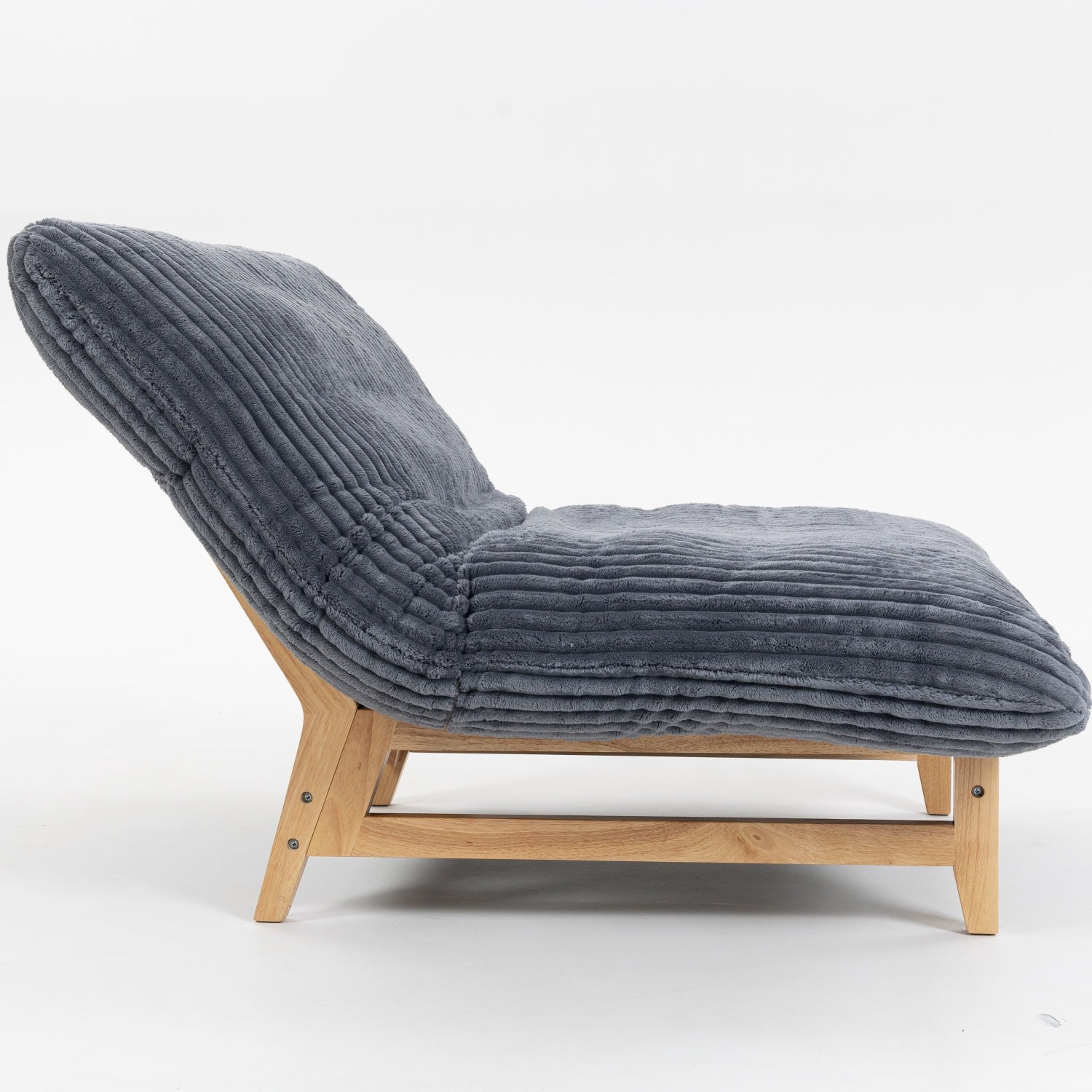 Sitka Armless Lounge Chair with Oversized Corduroy Cushion and Wood Frame