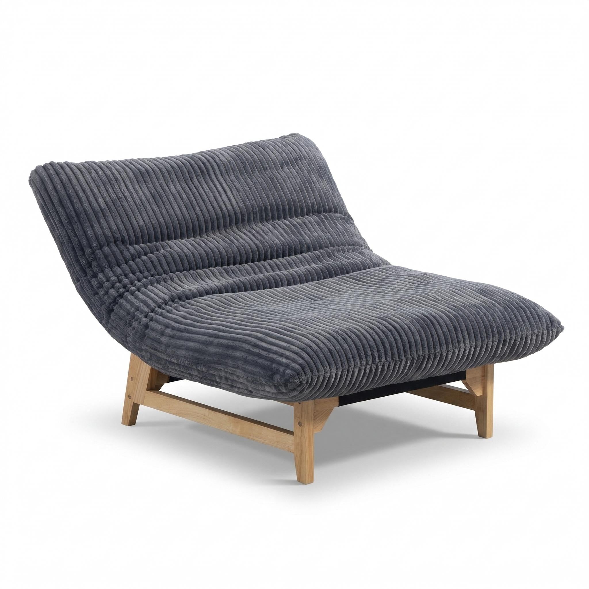 Sitka Armless Lounge Chair with Oversized Corduroy Cushion and Wood Frame