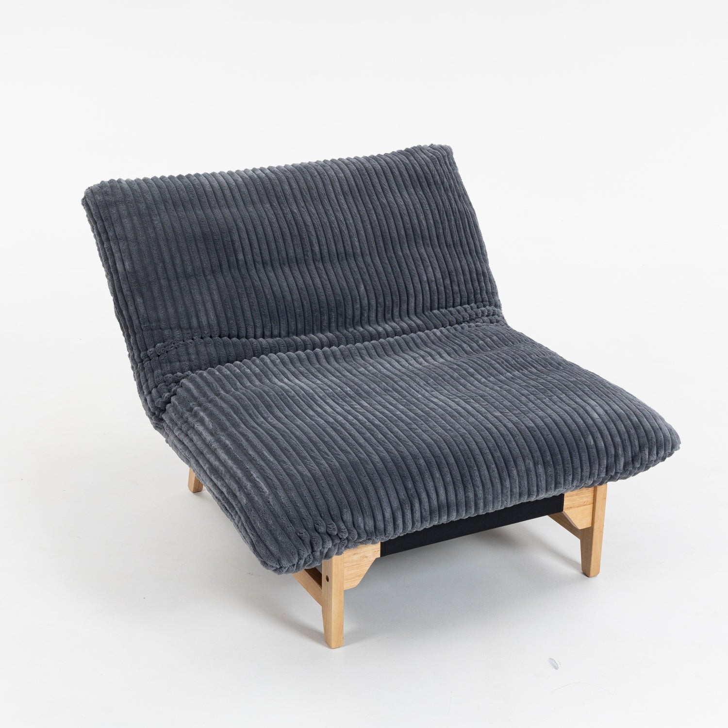 Sitka Armless Lounge Chair with Oversized Corduroy Cushion and Wood Frame