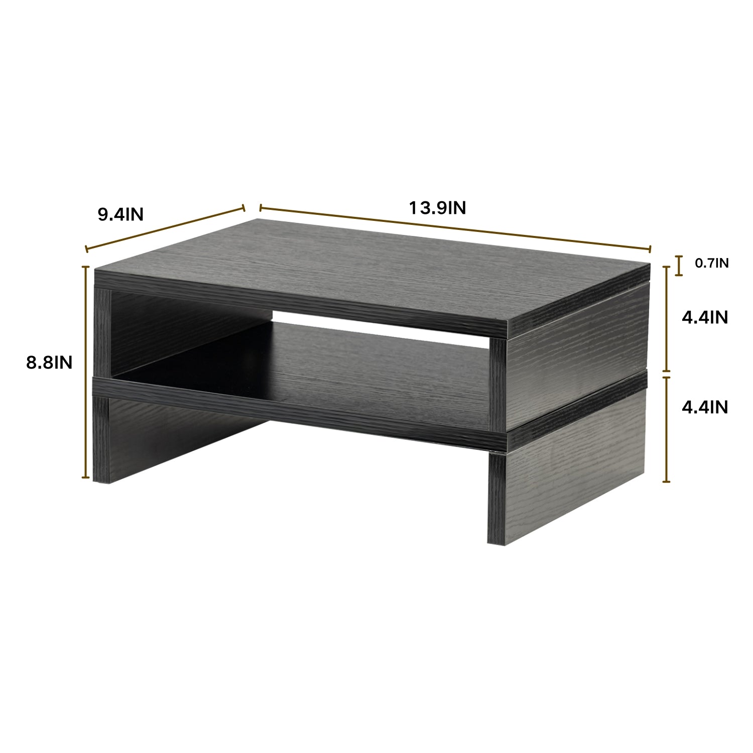 Homy Casa Sman 2-Pack Stackable Desk Organizer Shelf, Space Saving Monitor Riser for Laptop Printer Coffee Station Storage, Black