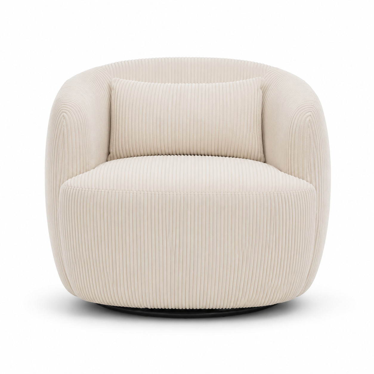 Smoky 34" Corduroy Swivel Barrel Accent Chair with Lumbar Pillow